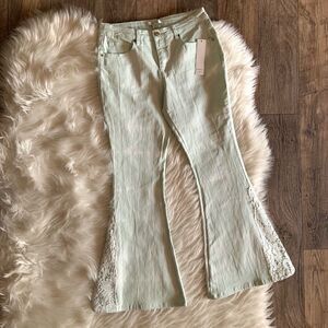 Gemma + Jane Soft Mint Tie Dye Bell Bottom Jeans